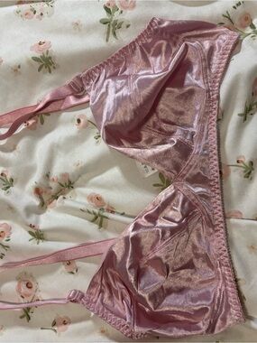 vassarette Shiny Satin Triangle Bralette in Light Pink